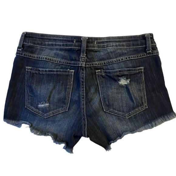 Klique B. Distressed Stretch Denim Cutoff Shorts Size Medium Distressed Festival - Picture 2 of 7